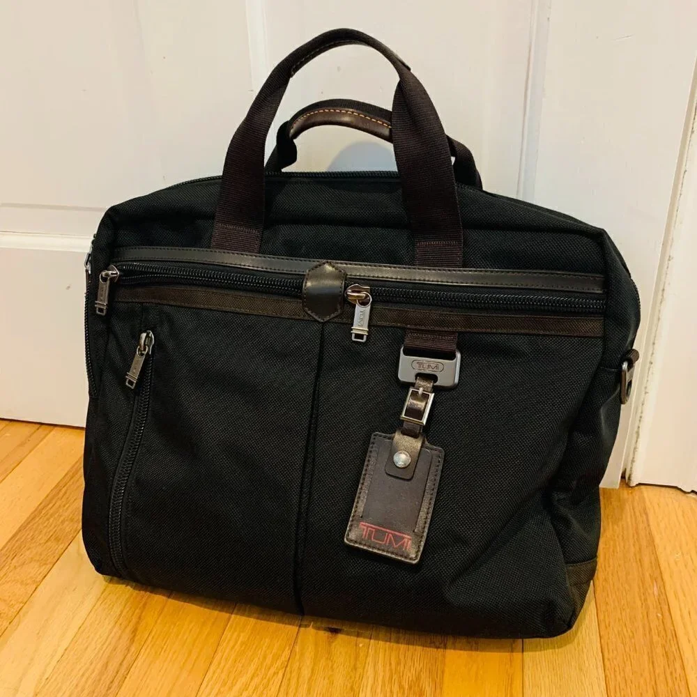 $525 TUMI Alpha Black Ballistic Nylon Briefcase